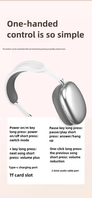 V888-ELOSUNG23025-202503211722-05 Pink Immersive 3D Audio Headphones - Wireless Over-Ear Comfort, Type-C Charging - Image 6