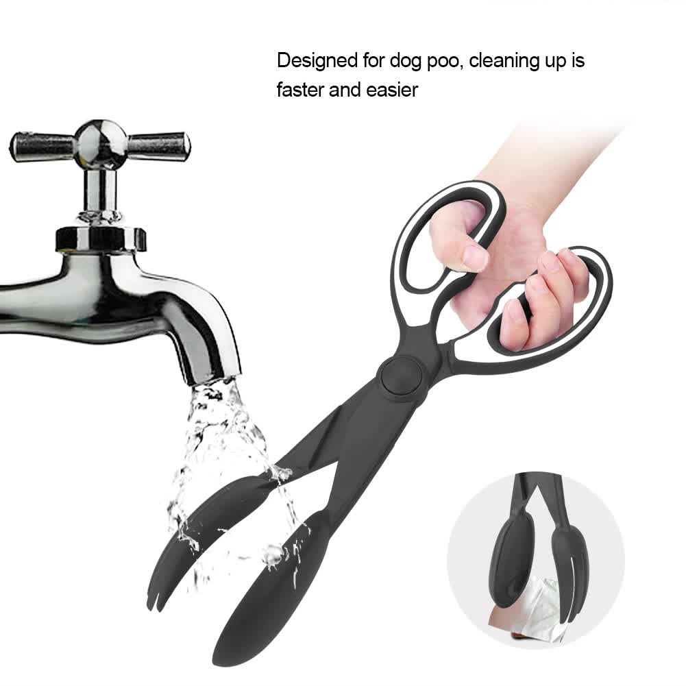 V888-ELOSUNG23336-202503271310-04 2 Pcs Black Pet Poop Scooper with Long Handle - Durable Plastic Waste Picker for Dogs and Cats - Image 5