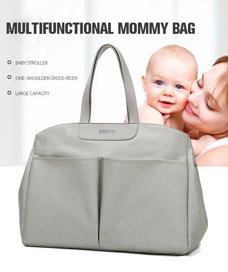 V888-ELOSUNG23512-202504011230-02 Size Large Khaki Stylish Multi-Function Diaper Bag - Insulated Tote with Shoulder Strap for Baby Essentials - Image 3