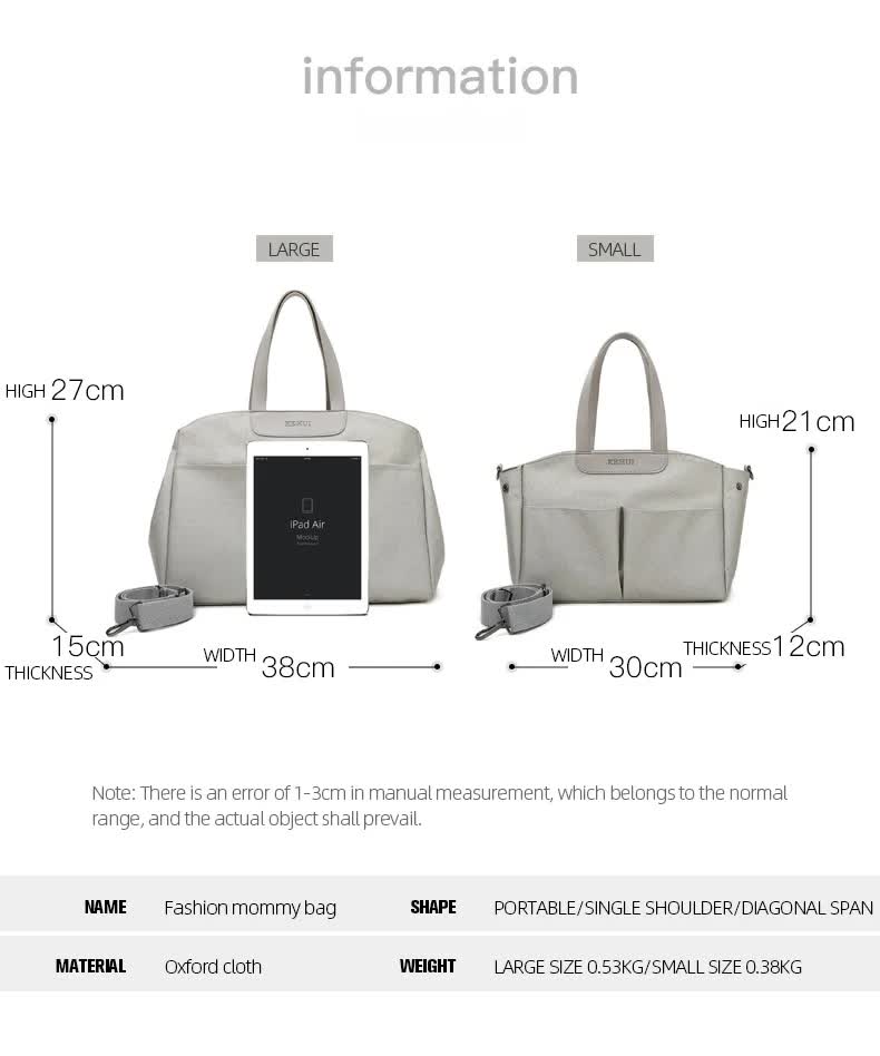 V888-ELOSUNG23512-202504011230-05 Size Large Khaki Stylish Multi-Function Diaper Bag - Insulated Tote with Shoulder Strap for Baby Essentials - Image 6