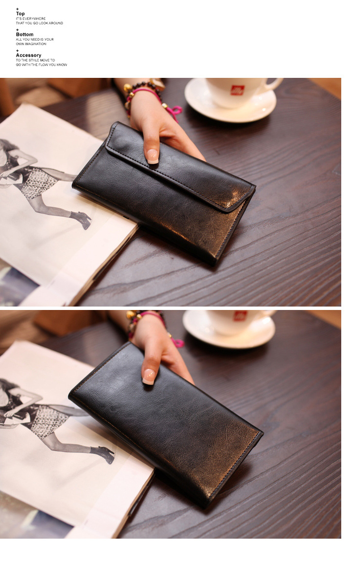 V888-ELOSUNG23543-202504031706-03 Gold Women's Genuine Leather Long Wallet - Slim Business Clutch with Snap Closure, Multi-Card Holder - Image 4