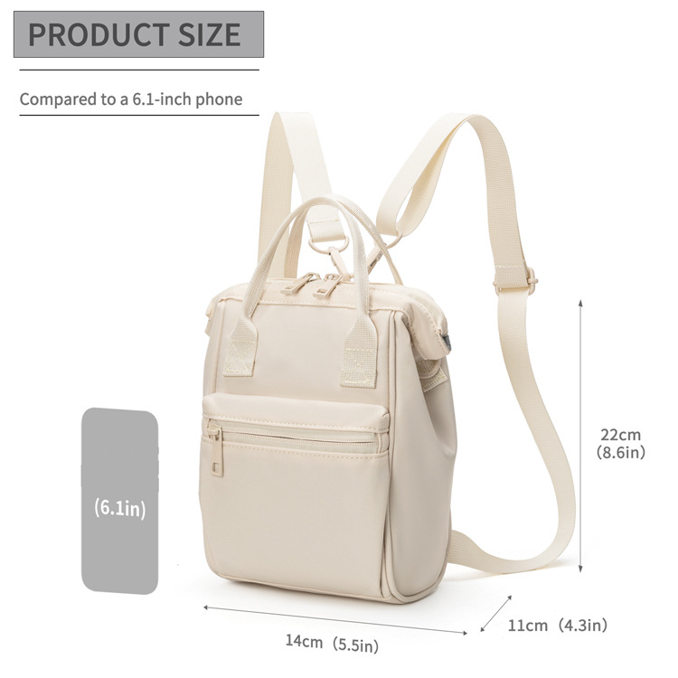 V888-ELOSUNG23613-202504141411-06 Brown Mini Waterproof Oxford Backpack - Lightweight 263g Travel Crossbody Bag with Adjustable Straps - Image 7