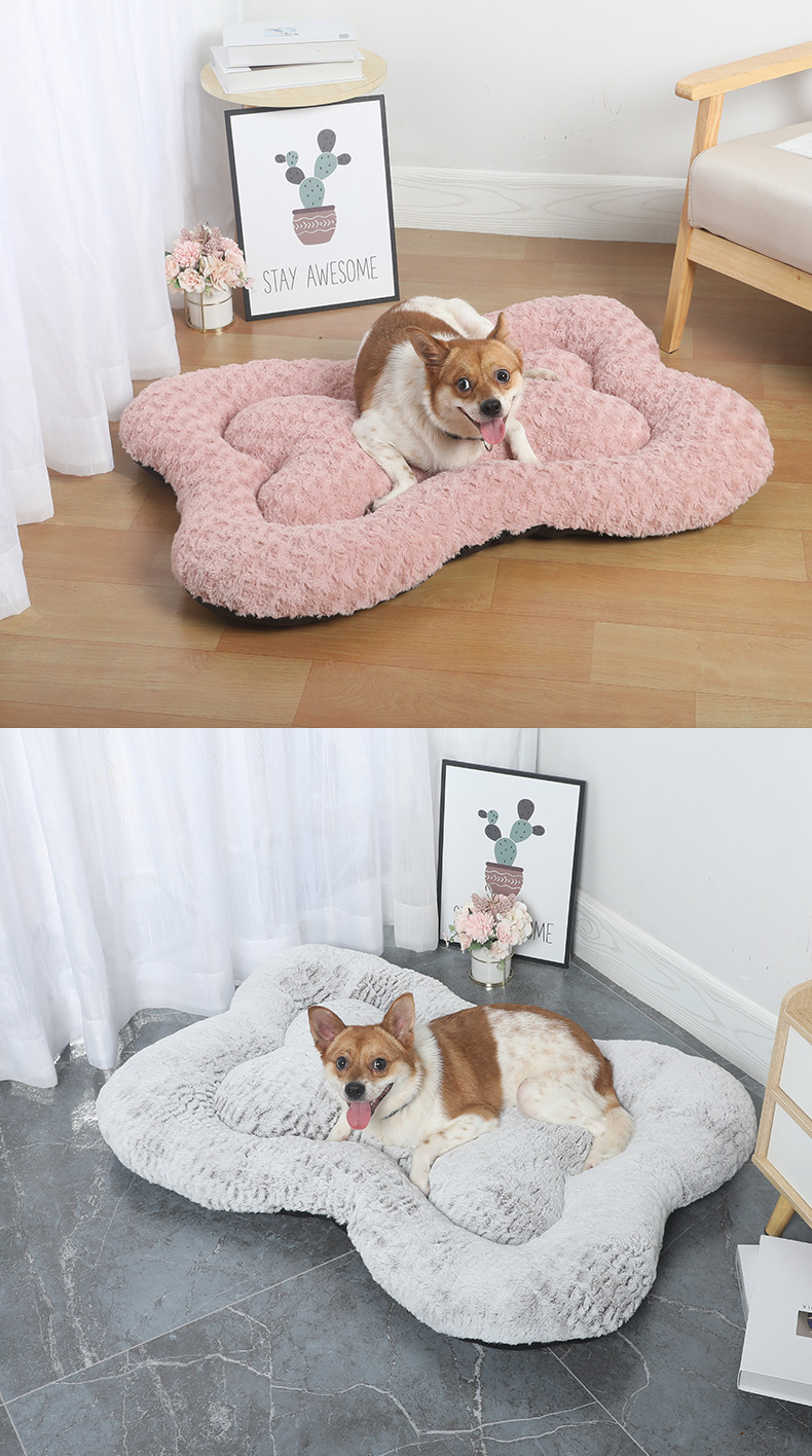V888-ELOSUNG24065-202503251944-00 M Gold Rose Velvet Fish Scale Pet Bed - Creative Bone-Shaped Soft and Cozy Dog & Cat Nest - Image 4