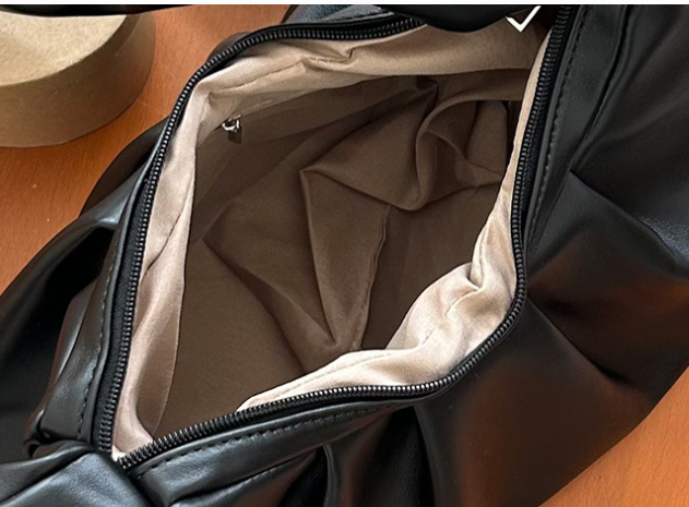 V888-ELOSUNG24184-202503251836-01 Brown Pleated Handheld Underarm Bag - Stylish & Spacious Tote for Everyday Use - Image 2