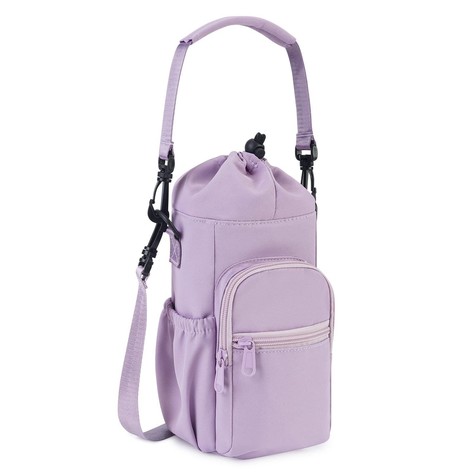 V888-ELOSUNG24507-202504141632-00 Purple Insulated Cup Holder Bag with Adjustable Strap - Water Bottle Carrier with Lock Drawstring & Heatproof Handle - Image 1