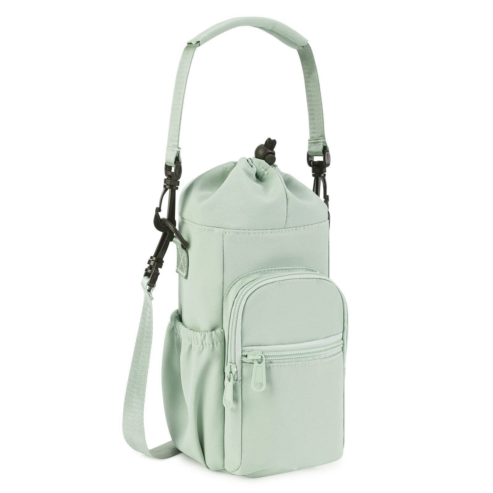 V888-ELOSUNG24508-202504141632-00 Green Insulated Cup Holder Bag with Adjustable Strap - Water Bottle Carrier with Lock Drawstring & Heatproof Handle - Image 1