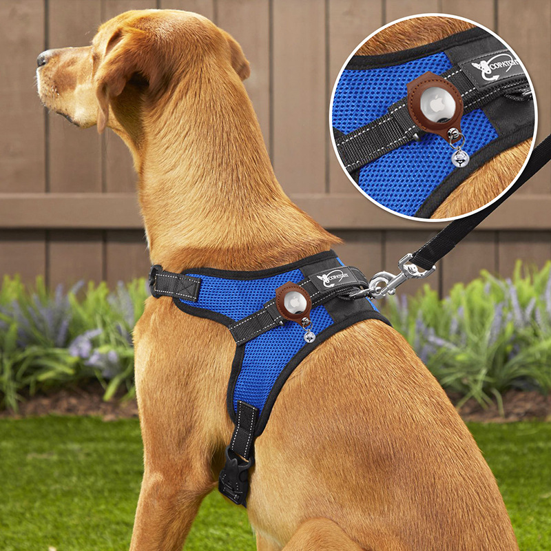 V888-ELOSUNG24664-202504141618-02 S Khaki Secure Nylon Dog Collar with Built-in Apple AirTag (not included) Holder Case - Pet Tracker Accessory - Image 3
