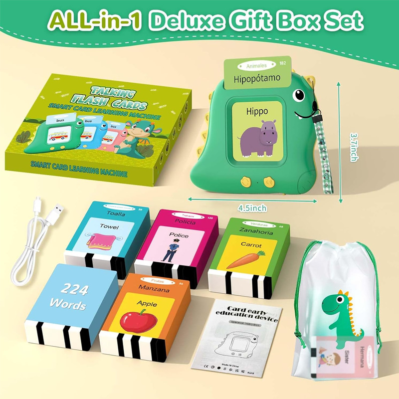 V888-ELOSUNG24764-202504171630-03 Blue Cat Spanish & English Bilingual Flash Card Reader - Interactive Audio Learning Toy (112 Cards) - Image 4