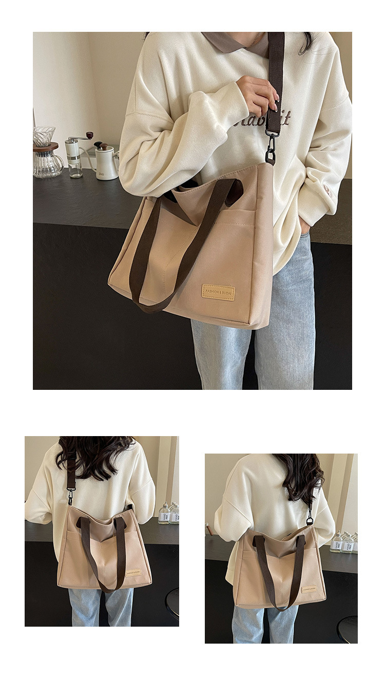 V888-ELOSUNG25002-202504141432-01 Stylish khaki canvas tote bag with detachable shoulder strap - Image 2