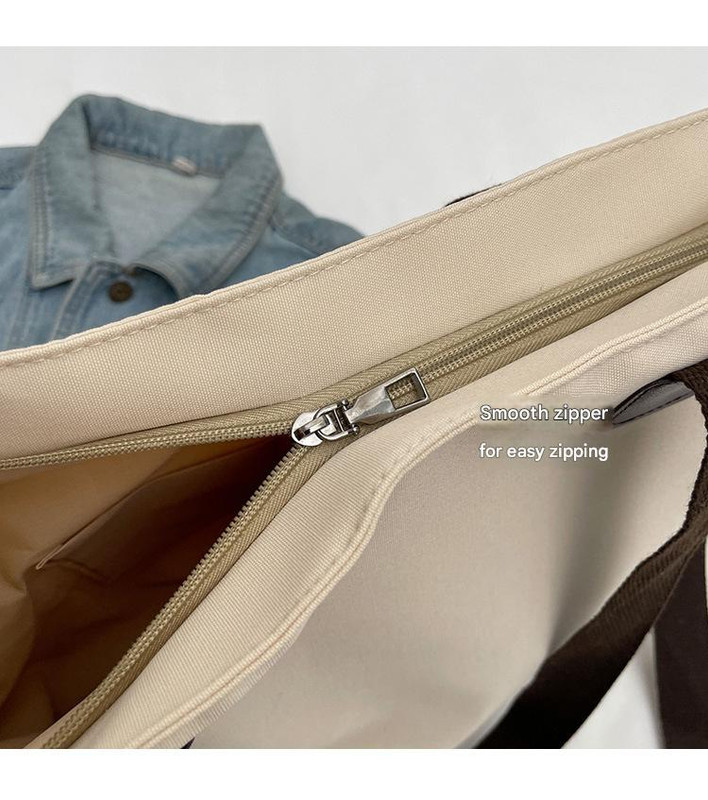 V888-ELOSUNG25002-202508041330-01 Stylish khaki canvas tote bag with detachable shoulder strap - Image 5