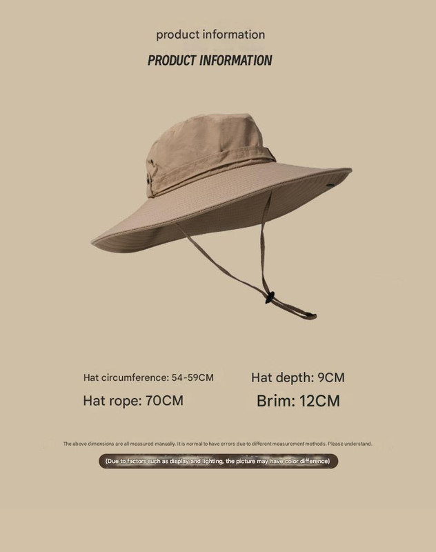 V888-ELOSUNG25106-202504141646-02 Water-Repellent Wide-Brim Bucket Hat with Adjustable Chin Strap - Sun Protection Khaki - Image 3