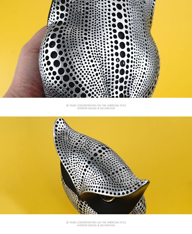 V888-ELOSUNG25331-202504221132-06 White Gold resin owl statue - modern perforated design for living room TV cabinet and entryway decoration - Image 7