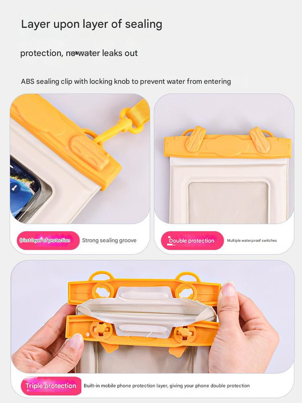 V888-ELOSUNG25364-202504281221-02 IPX8 Waterproof Phone Pouch with Inflatable Floating Layer,Touchscreen Dry Bag for Swimming(yellow) - Image 3