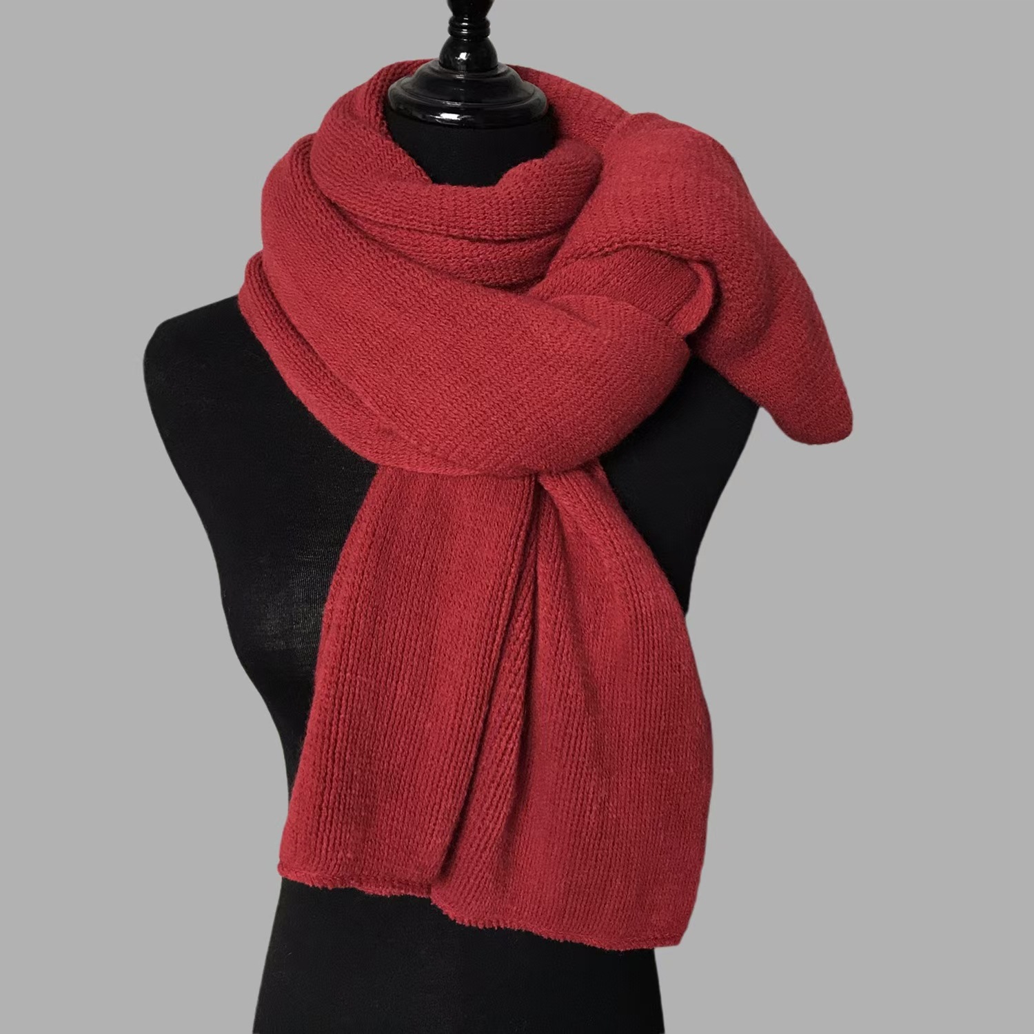 V888-ELOSUNG25436-202504281211-00 Red Imitation Cashmere Solid Scarf - Warm Winter Shawl for Men and Women - Image 1