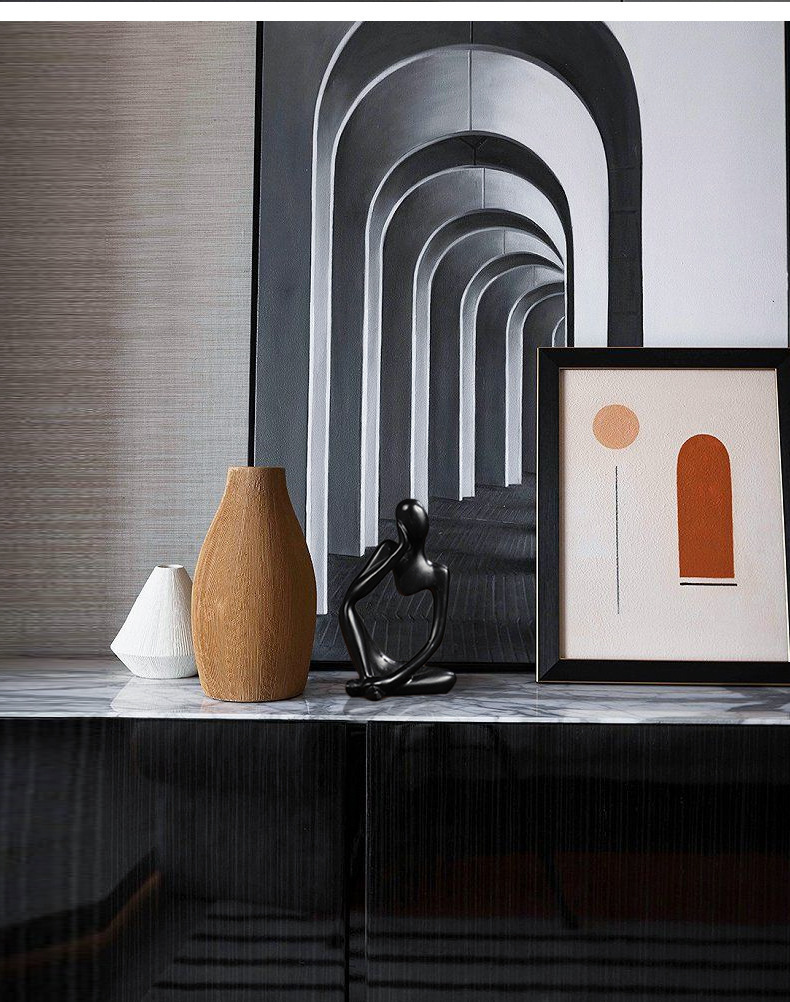 V888-ELOSUNG25481-202504281315-03 Nordic Abstract Resin Figurine - Modern Minimalist Home Decor Sculpture(Gold) - Image 4