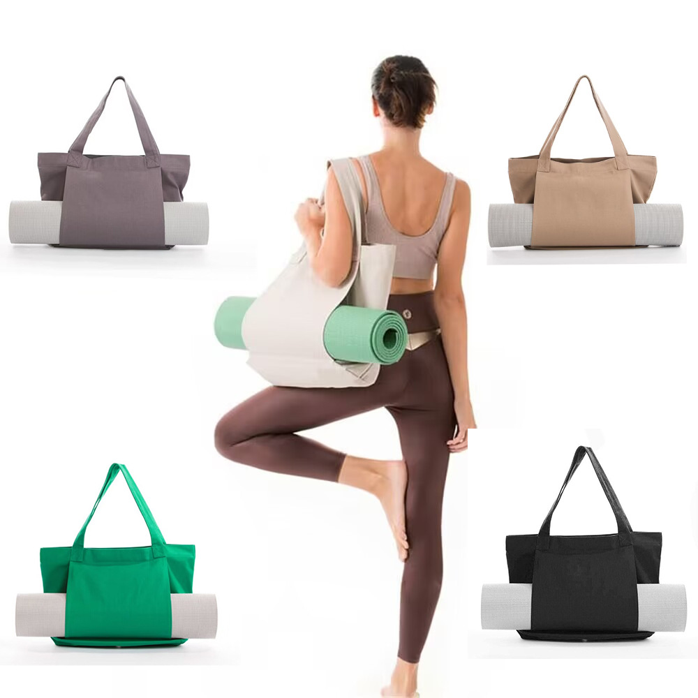 V888-ELOSUNG25487-202504281530-01 Yoga Mat Tote Bag - Durable Canvas Shoulder Bag for Outdoor Workouts & Travel(Khaki) - Image 2