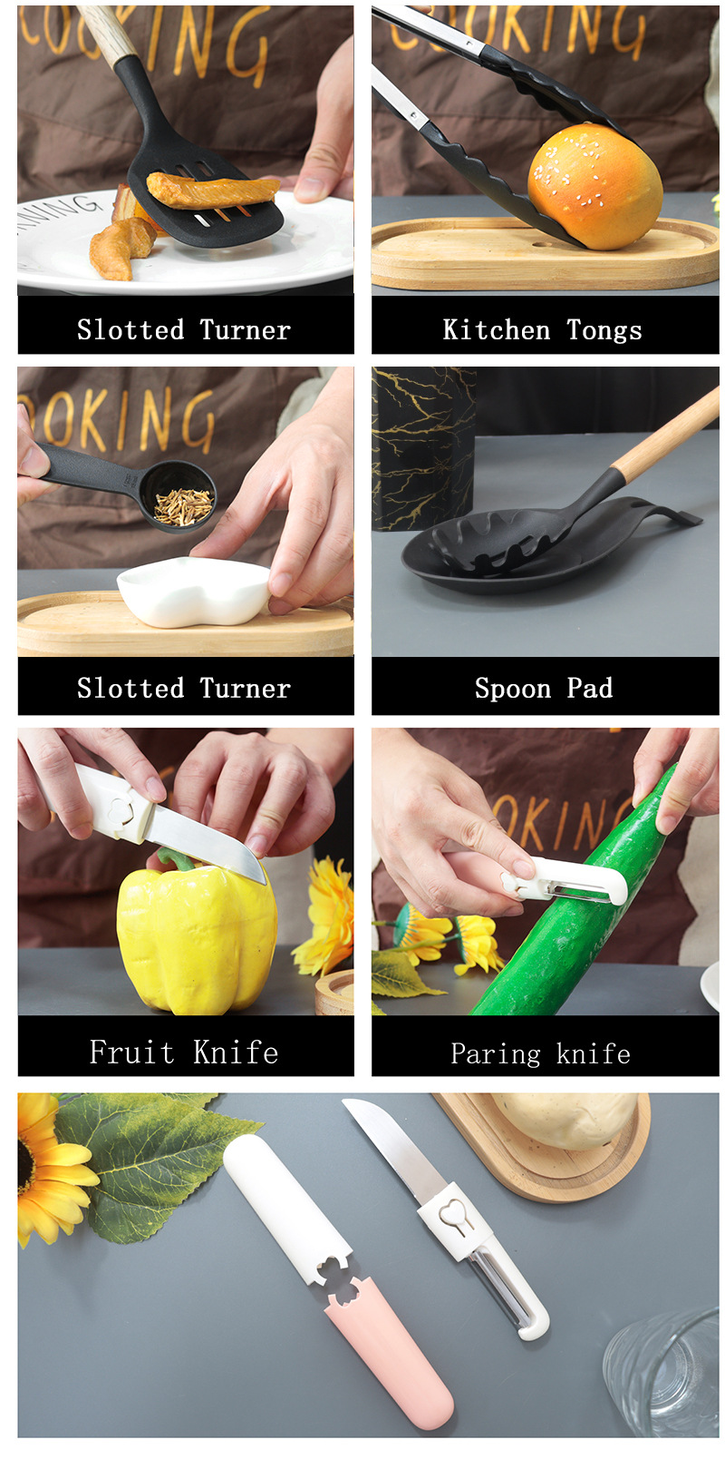 V888-ELOSUNG25505-202504281226-04 Blue 12-Piece Silicone Cooking Utensil Set - Non-Stick Food-Grade Kitchen Tools with Holder - Image 5