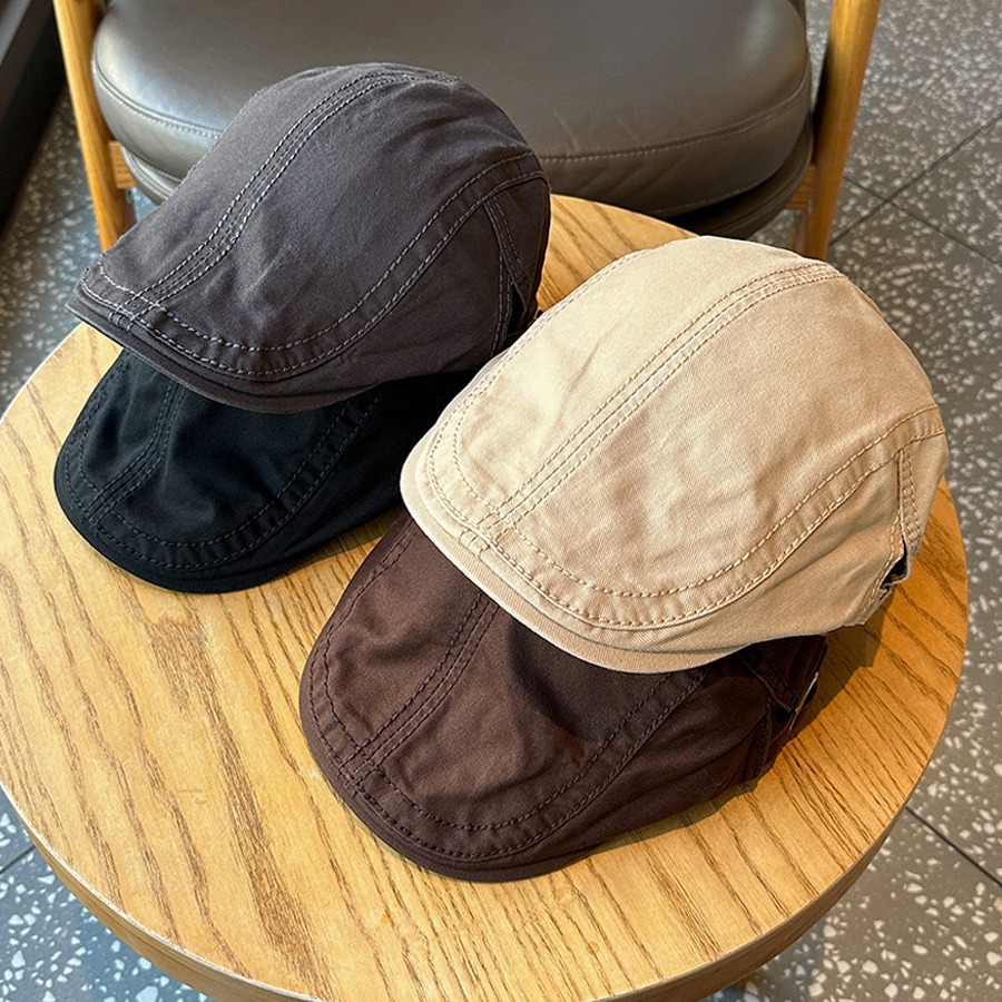 V888-ELOSUNG25517-202504281240-02 Retro Newsboy Cap - Unisex Vintage Flat Beret with Visor(Khaki) - Image 3