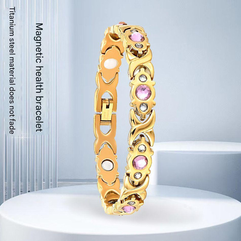 V888-ELOSUNG25621-202505061351-02 Magnetic Therapy Bracelet - Anti-Allergy Jewelry with Gemstone Design and Health Benefits(Gold) - Image 3