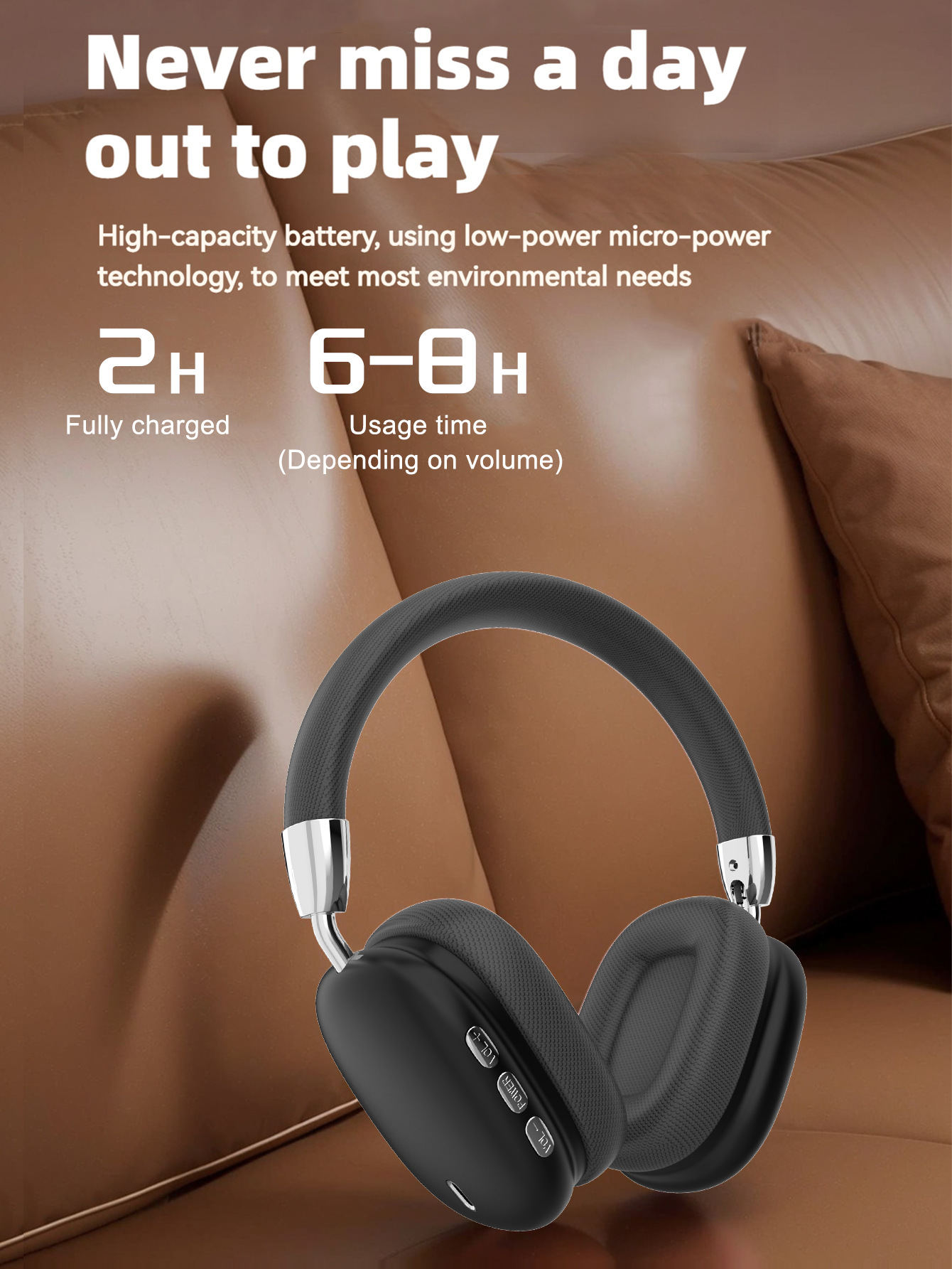 V888-ELOSUNG25662-202505081717-03 Premium Wireless Bluetooth Headphones with Stereo Hi-Fi Sound(silver) - Image 4
