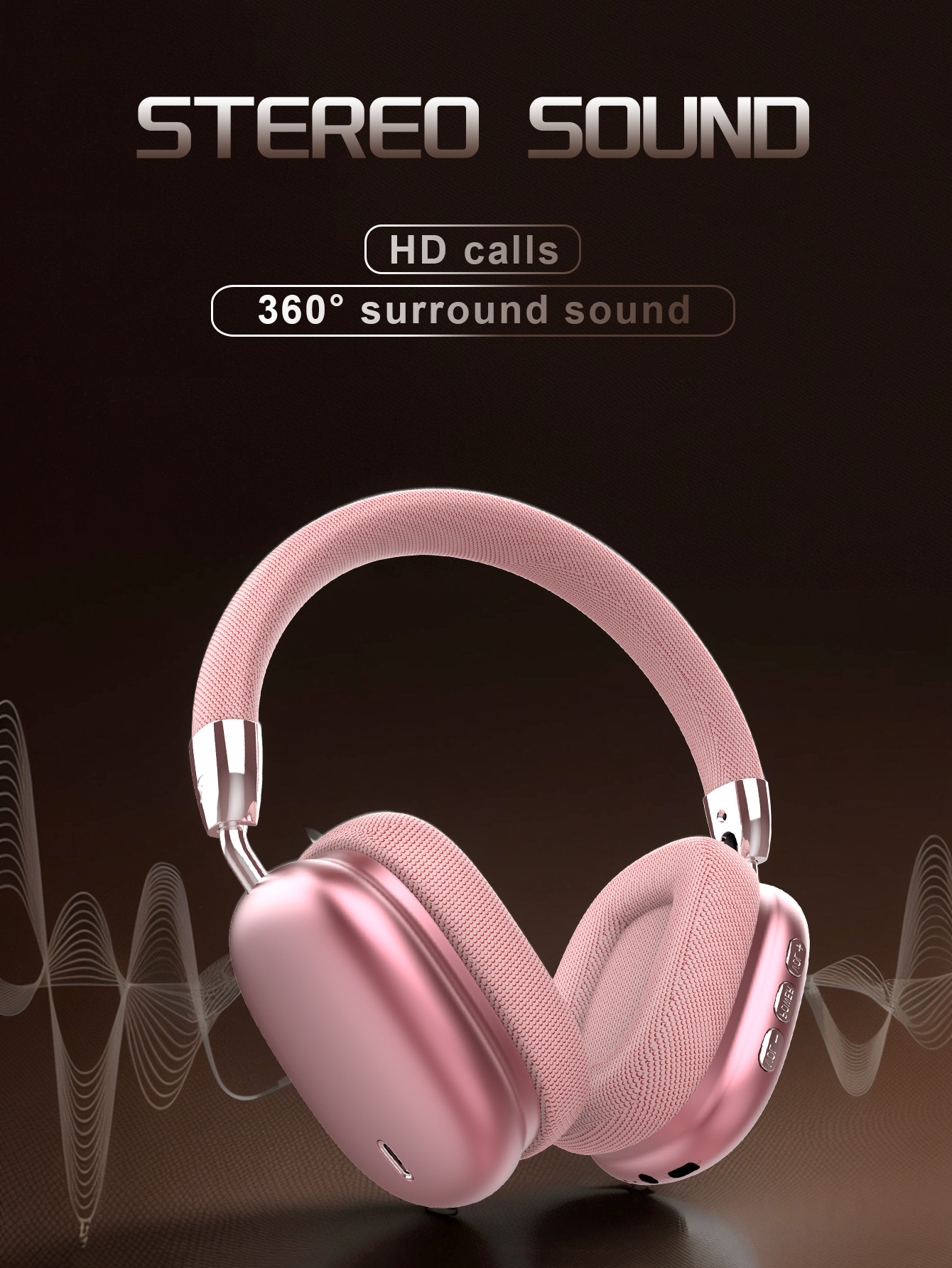 V888-ELOSUNG25664-202505081718-02 Premium Wireless Bluetooth Headphones with Stereo Hi-Fi Sound(pink) - Image 3