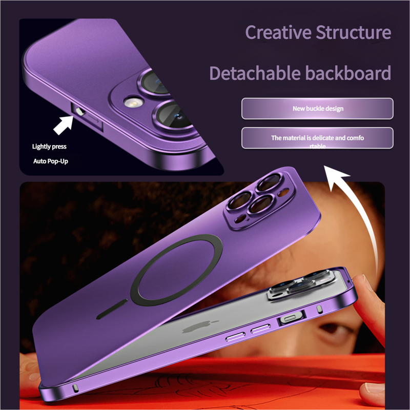 V888-ELOSUNG25722-202505081808-02 Innovative Detachable Backplate Case for iPhone 14 Pro Max with Strong MagSafe Compatibility(Purple) - Image 3