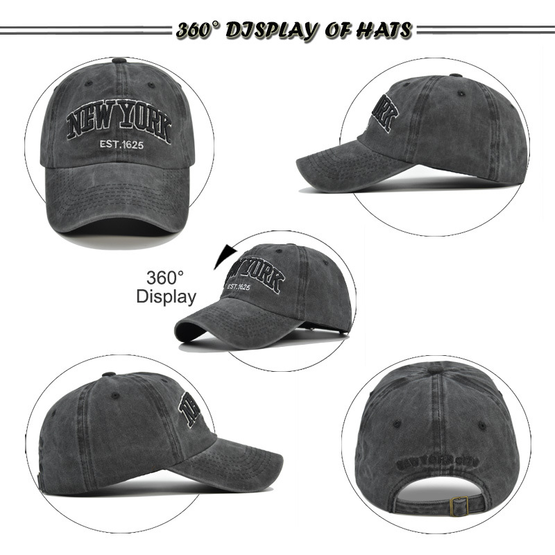V888-ELOSUNG25816-202505131846-03 Vintage New York Est. 1625" Washed Cotton Baseball Cap - Adjustable & Unisex(Khaki)" - Image 4