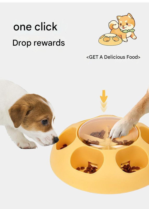 V888-ELOSUNG25941-202505191223-04 Interactive Pet Slow Feeder & Puzzle Toy - Press to Dispense Food, Improves Digestion(yellow) - Image 5