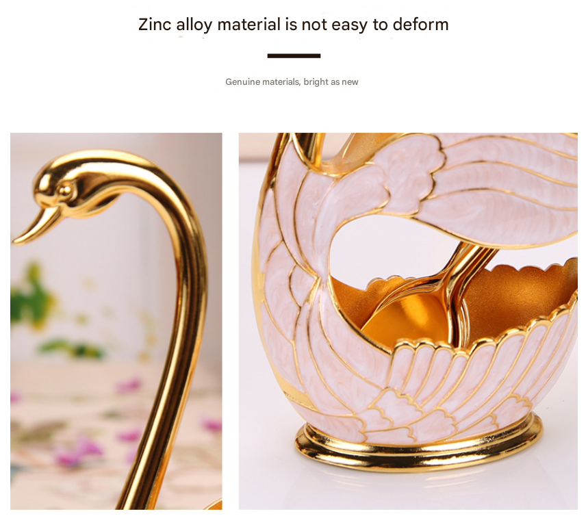 V888-ELOSUNG26340-202504281425-04 Elegant Swan Base Spoon Holder Set with 6 Coffee/Dessert Spoons(Silver fork) - Image 5