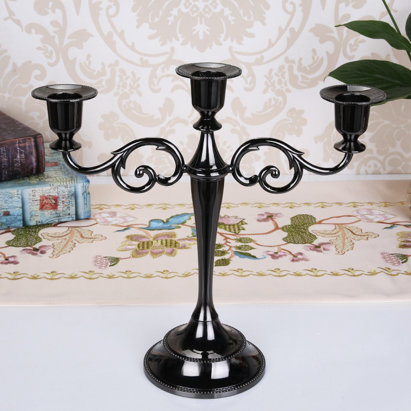 V888-ELOSUNG26353-202504281517-02 Black Elegant Metal Candelabra 3 Arm Candle Holder -  Decorative Candelabra for Home, Weddings, Events - Image 3