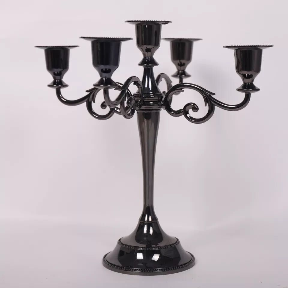 V888-ELOSUNG26354-202504281520-02 Black Elegant Metal Candelabra 5 Arm Candle Holder -  Decorative Candelabra for Home, Weddings, Events - Image 3