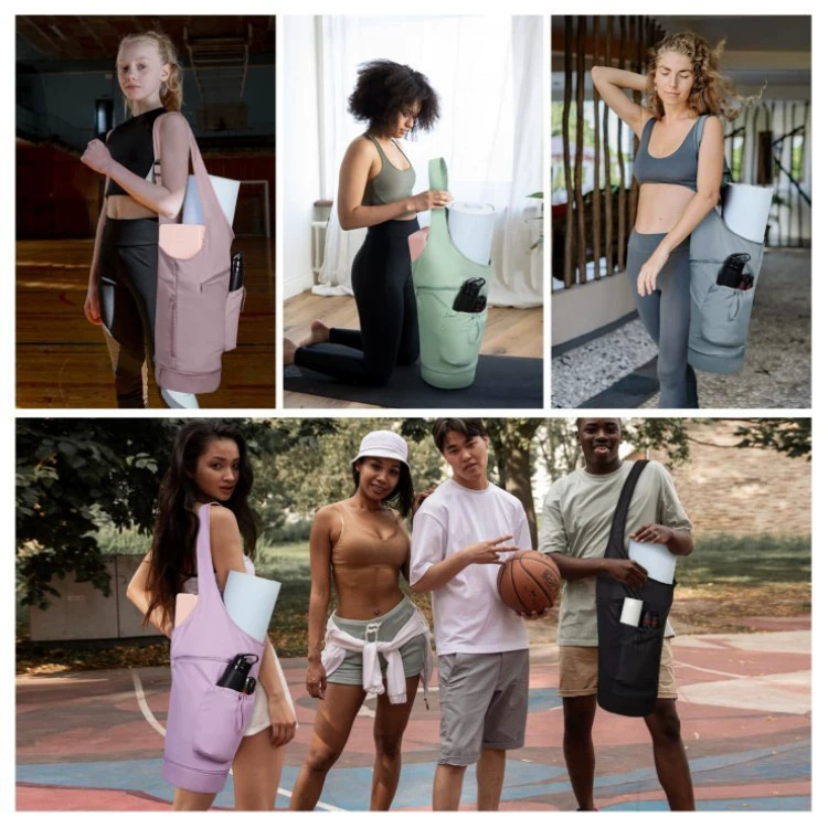 V888-ELOSUNG26468-202504281523-03 Blue All-in-One Yoga Sling Bag - Fits Mat & Gear, Large Opening, Side Pockets - Image 4