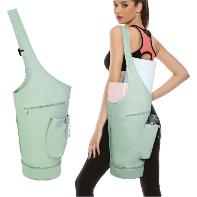 V888-ELOSUNG26470-202504281525-00 Green All-in-One Yoga Sling Bag - Fits Mat & Gear, Large Opening, Side Pockets - Image 1