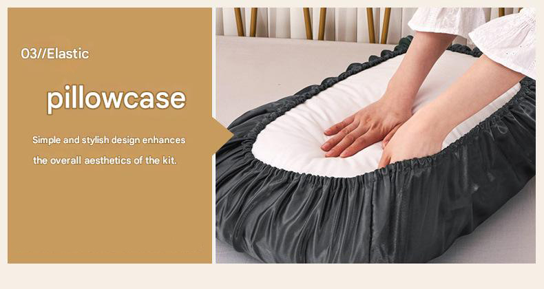 V888-ELOSUNG26839-202505151805-03 Gray Silky Satin Pillowcase Pair - Smooth for Hair & Skin, Elastic Fitted (46x70+16cm) - Image 4