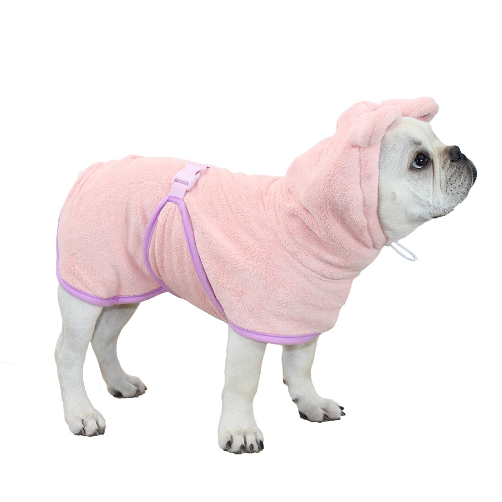 V888-ELOSUNG26885-202505151641-00 Pink Hooded Dog Bathrobe - Super Absorbent, Adjustable Fit, Cozy Pet Towel (Size : XL) - Image 1