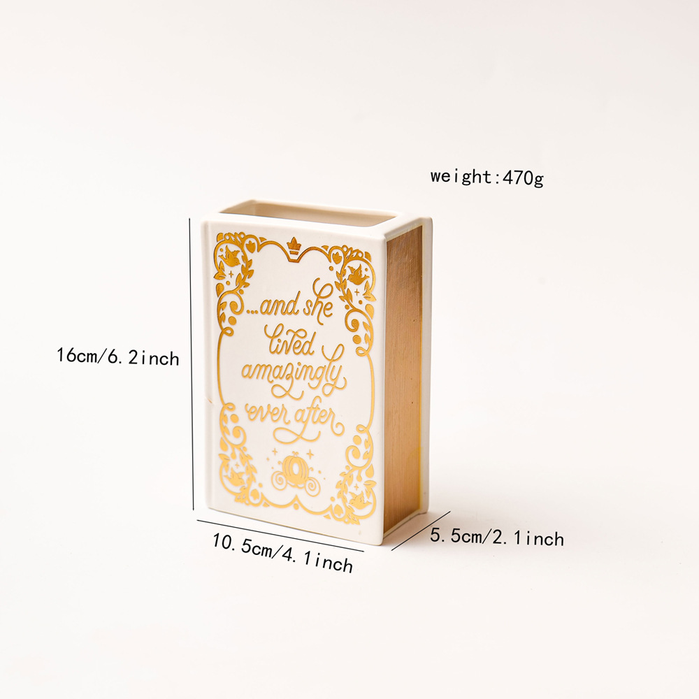 V888-ELOSUNG26928-202505191232-01 Literary Book Vase - Creative Ceramic Planter & Desk Organizer(Golden Book) - Image 2
