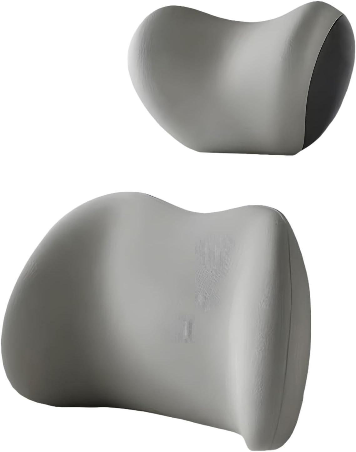V888-ELOSUNG27018-202504171722-00 Grey Ergonomic Memory Foam Car Headrest & Lumbar Support Cushion Set - Driving Comfort Neck & Back Pillow - Image 1