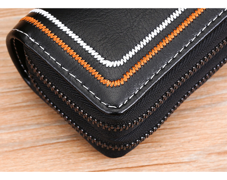V888-ELOSUNG27090-202504211145-07 Brown Premium Genuine Leather Double Zipper Key Case - Car & House Key Organizer Pouch - Image 8
