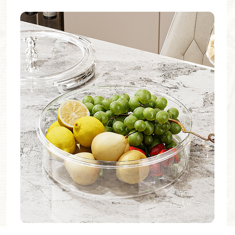 V888-ELOSUNG27102-202504221136-05 Grey And Silver Snap Button Elegant Compartment Serving Tray with Lid - Versatile Snack, Fruit & Candy Box - Image 6
