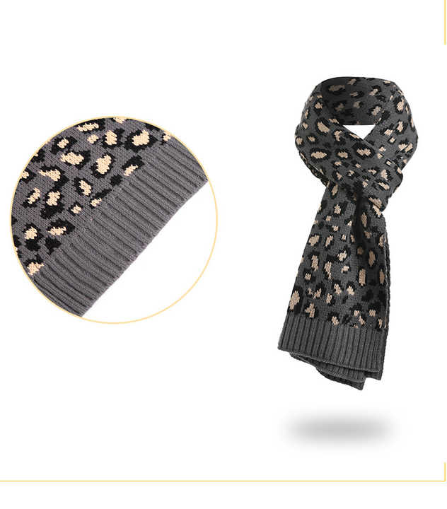 V888-ELOSUNG27166-202504281247-06 Purple Women's 3-Piece Winter Knit Set - Leopard Print Plush Lined Beanie Hat, Scarf & Touchscreen Gloves - Image 7