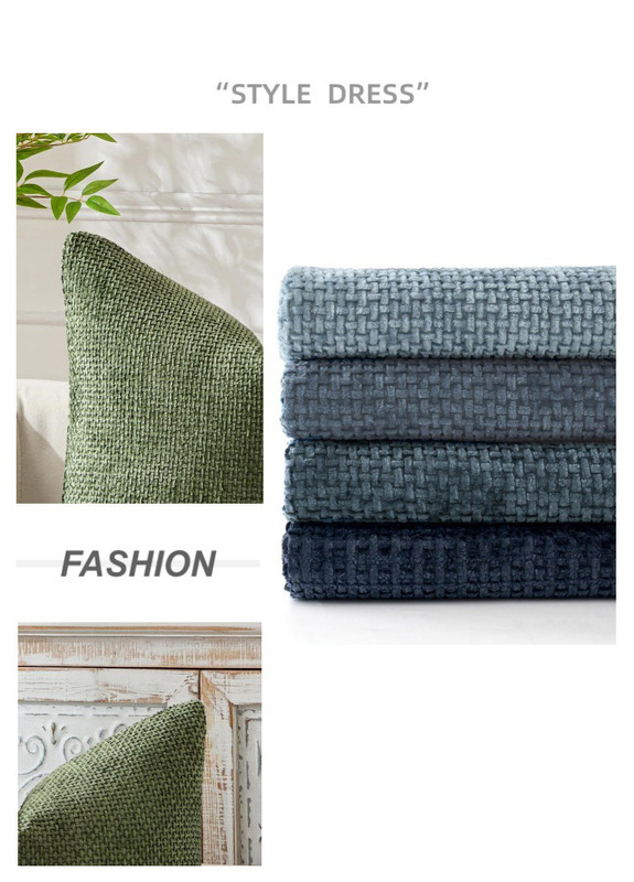 V888-ELOSUNG27216-202504281245-05 Grey Plush Chenille Cushion Covers Set of 2 - Soft Textured Decorative Throw Pillow Cases for Sofa Couch, 45x45cm - Image 6