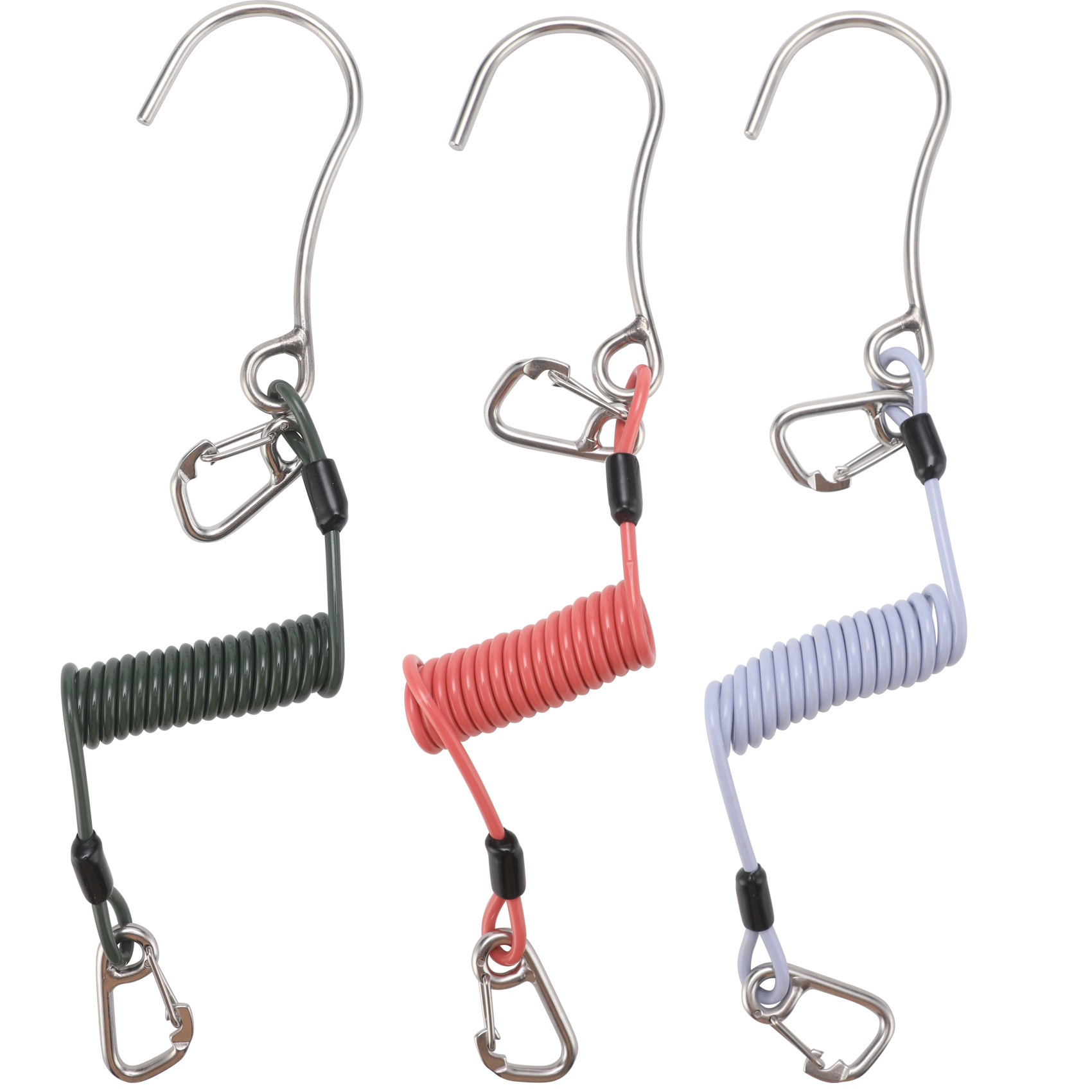 V888-ELOSUNG27432-202505081812-01 Blue Pro 316 Stainless Steel Diving Reef Hook - Single, Double Combo Pack - Current Hook with Coiled Safety Lanyard - Image 2