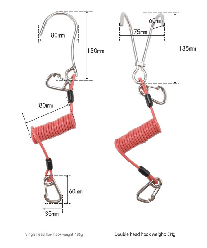 V888-ELOSUNG27432-202505081812-08 Blue Pro 316 Stainless Steel Diving Reef Hook - Single, Double Combo Pack - Current Hook with Coiled Safety Lanyard - Image 9