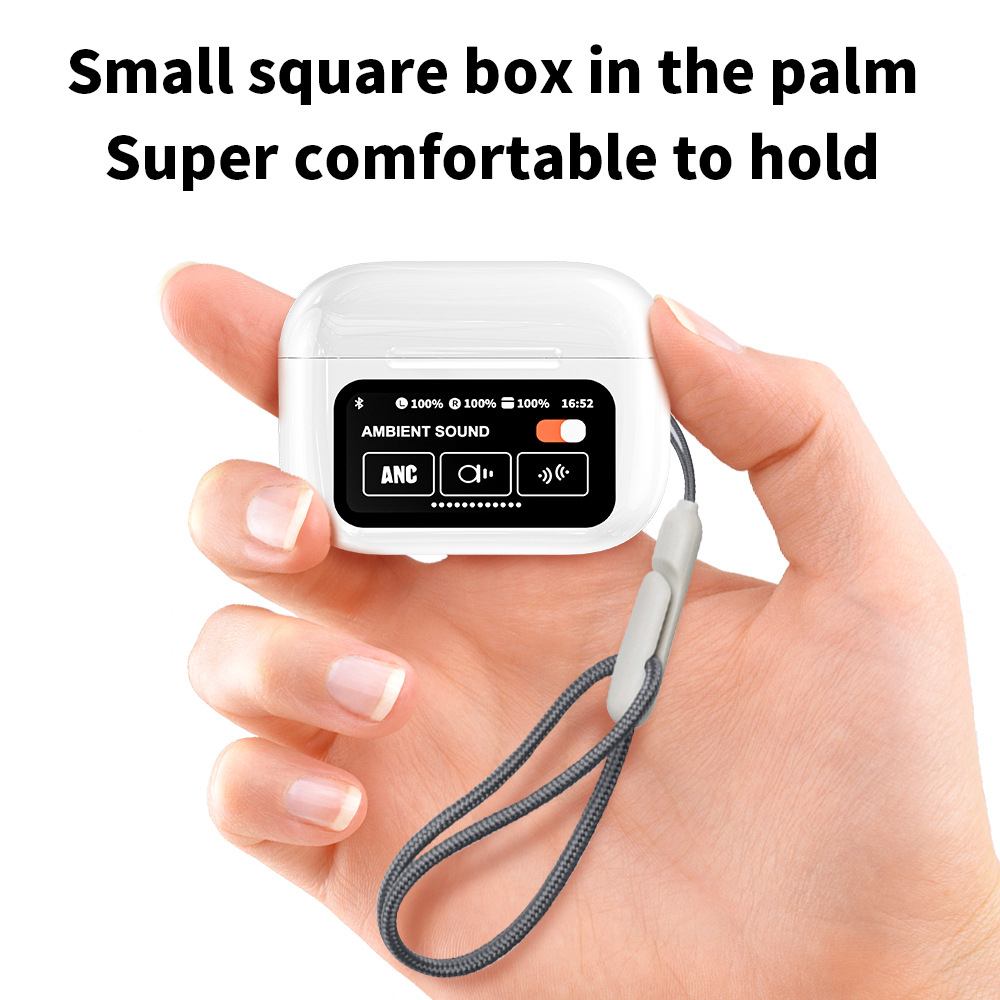 V888-ELOSUNG27521-202505131943-01 White AuraTune Pro: TWS Earbuds with Interactive LCD Case, ANC+ENC Noise Cancellation, AI Translation & EQ Modes - Image 2