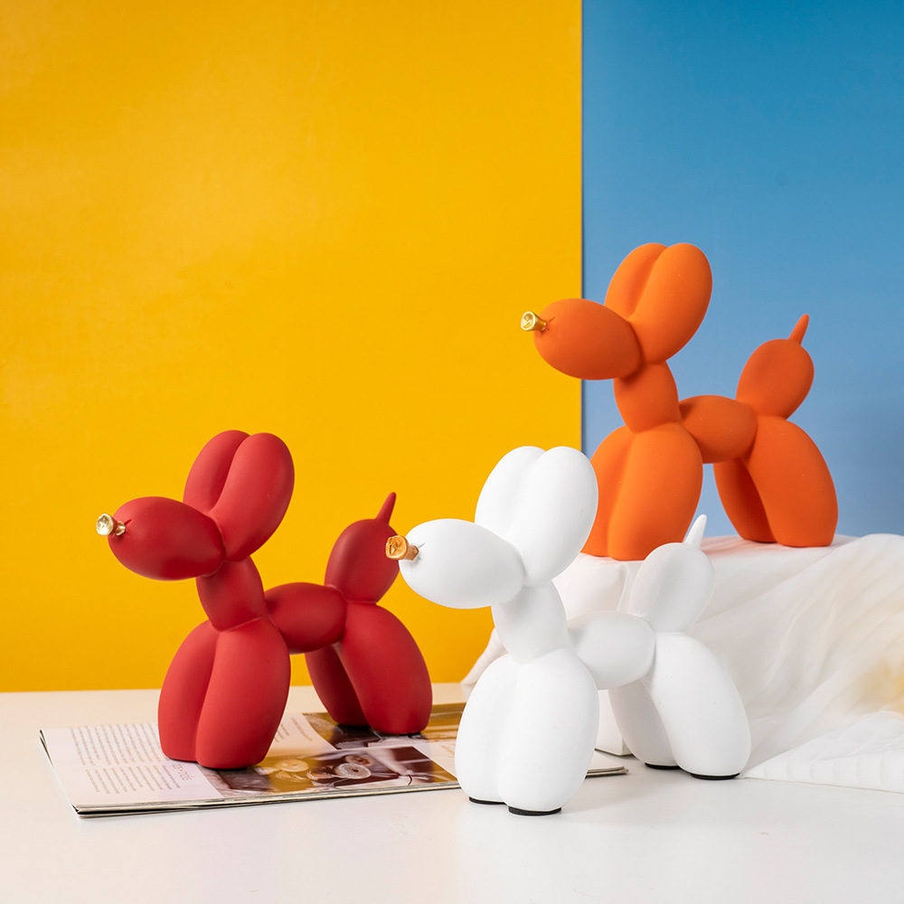 V888-ELOSUNG27641-202505151712-07 Blue Modern Resin Balloon Dog Sculpture - Playful Art Figurine with Golden Snout Accent - Image 8