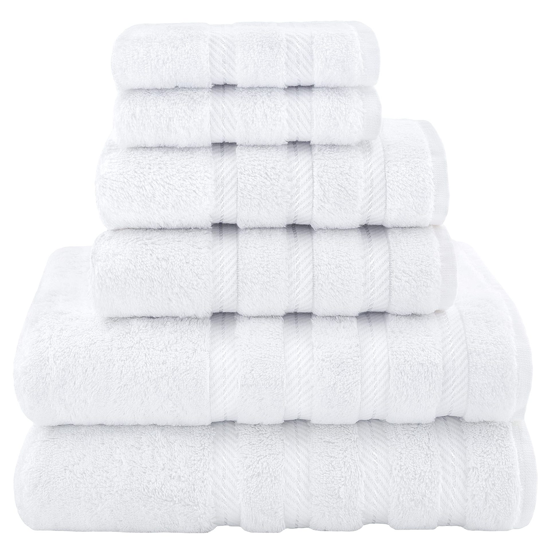 V888-ELOSUNG27901-202505231138-00 White Luxury 6-Piece Combed Cotton Towel Bale Set - Ultra Soft & Absorbent Bath, Hand, Face Towels - Image 1