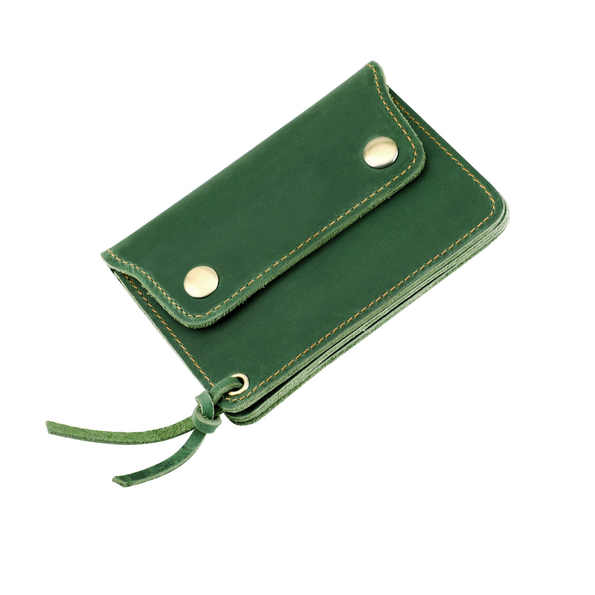 V888-ELOSUNG27997-202505231230-00 Green Vintage Handmade Crazy Horse Leather Wallet - Compact Card Holder & Zippered Coin Purse with Snap Closure - Image 1