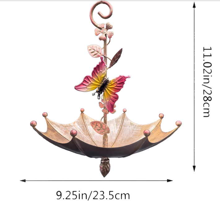 V888-ELOSUNG28020-202504281447-01 Butterfly Charming Hanging Umbrella Bird Feeder - Decorative Outdoor Garden Accent - Image 2