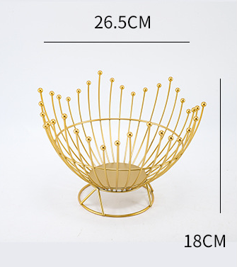 V888-ELOSUNG28027-202504281511-01 Pedestal Base Gold Modern Metal Wire Fruit Basket Bowl - Countertop Storage for Fruit & Snacks - Image 2