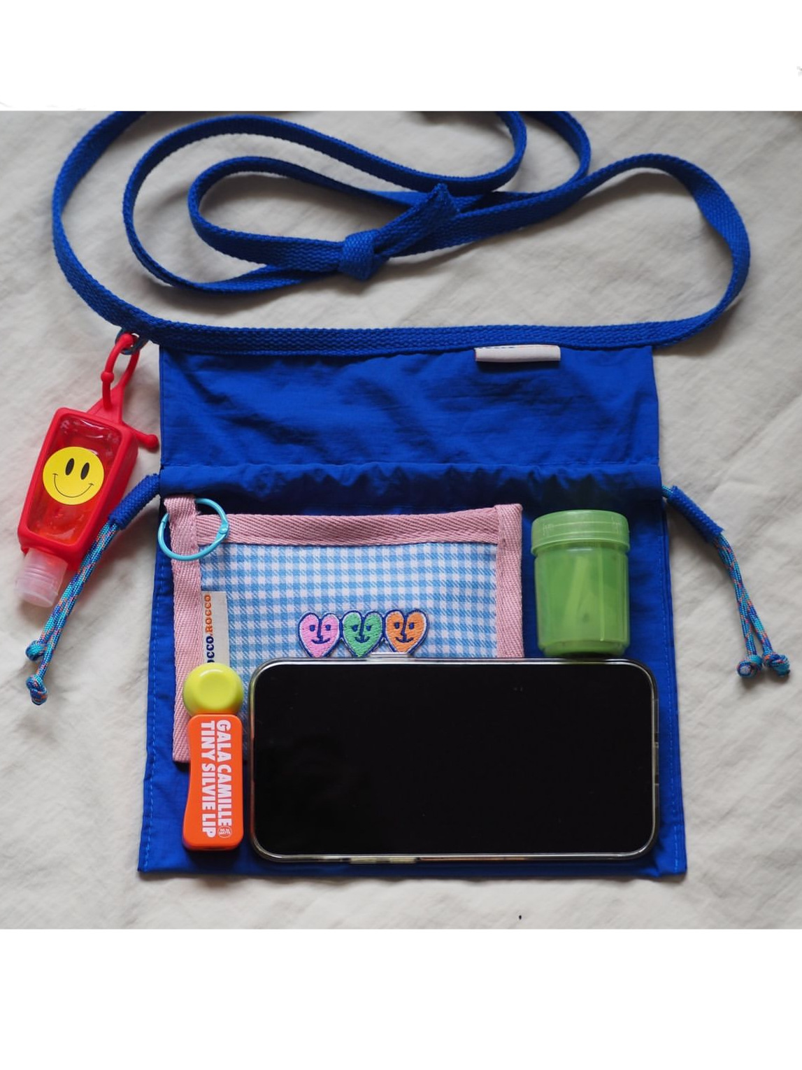 V888-ELOSUNG28037-202504281151-01 Blue 2PCS Cute Lightweight Drawstring Crossbody Phone Bag - Simple Mini Shoulder Pouch (21x22cm) - Image 2